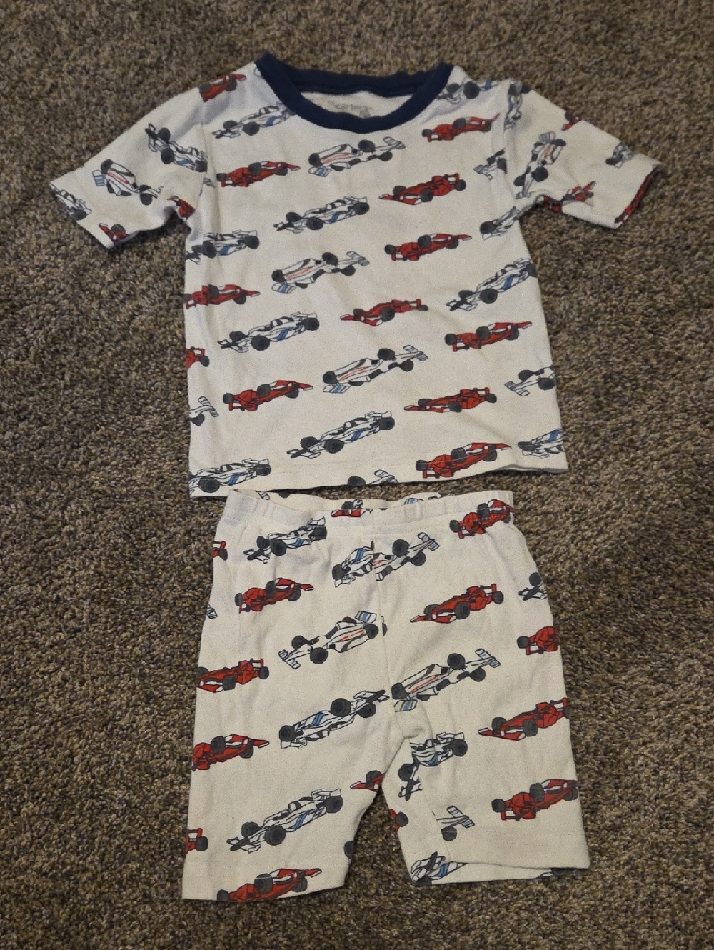 Kids Racing Car Pajama Set - Red & Navy Print